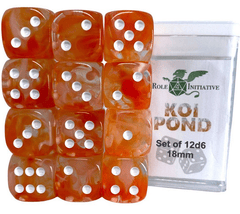 Role 4 Initiative Dice: 18mm D6 12ct Diffusion Cube Koi Pond R4I50508-12P